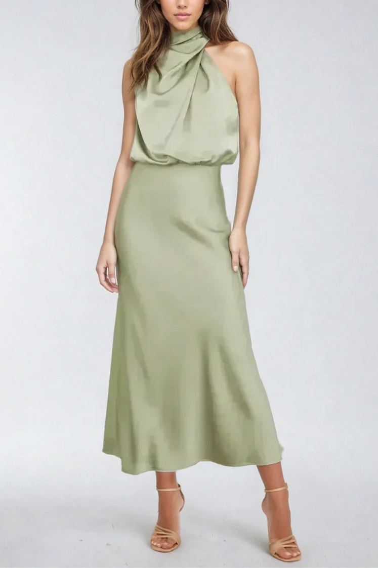 The Elegant Draped Halter Dress