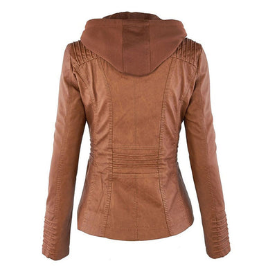 Tia | Modern leather jacket with hood