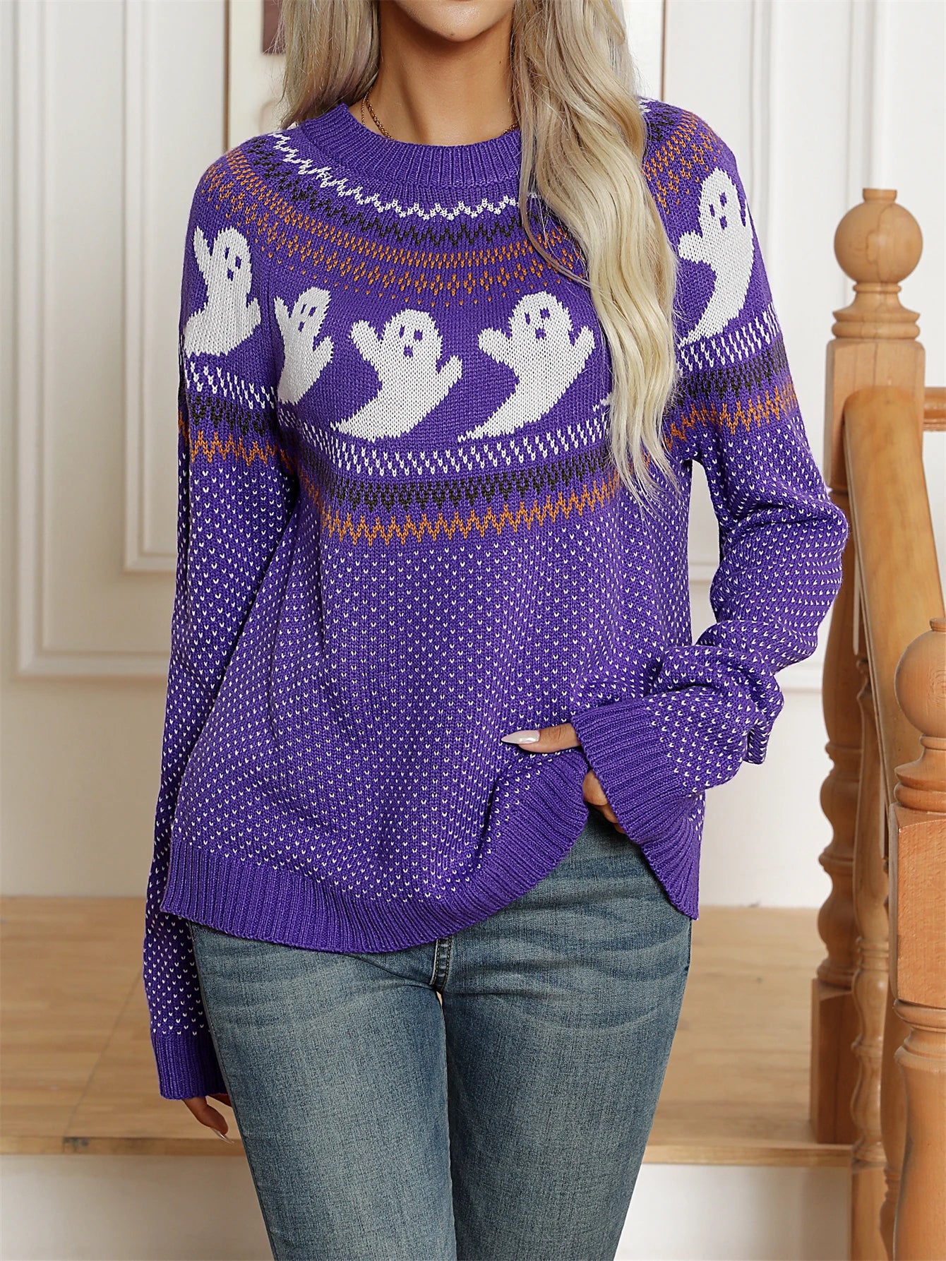 Tamara - Halloween Ghost Pattern Sweater