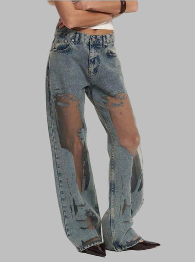 Nova – Sheer Panel Wide-Leg Jeans
