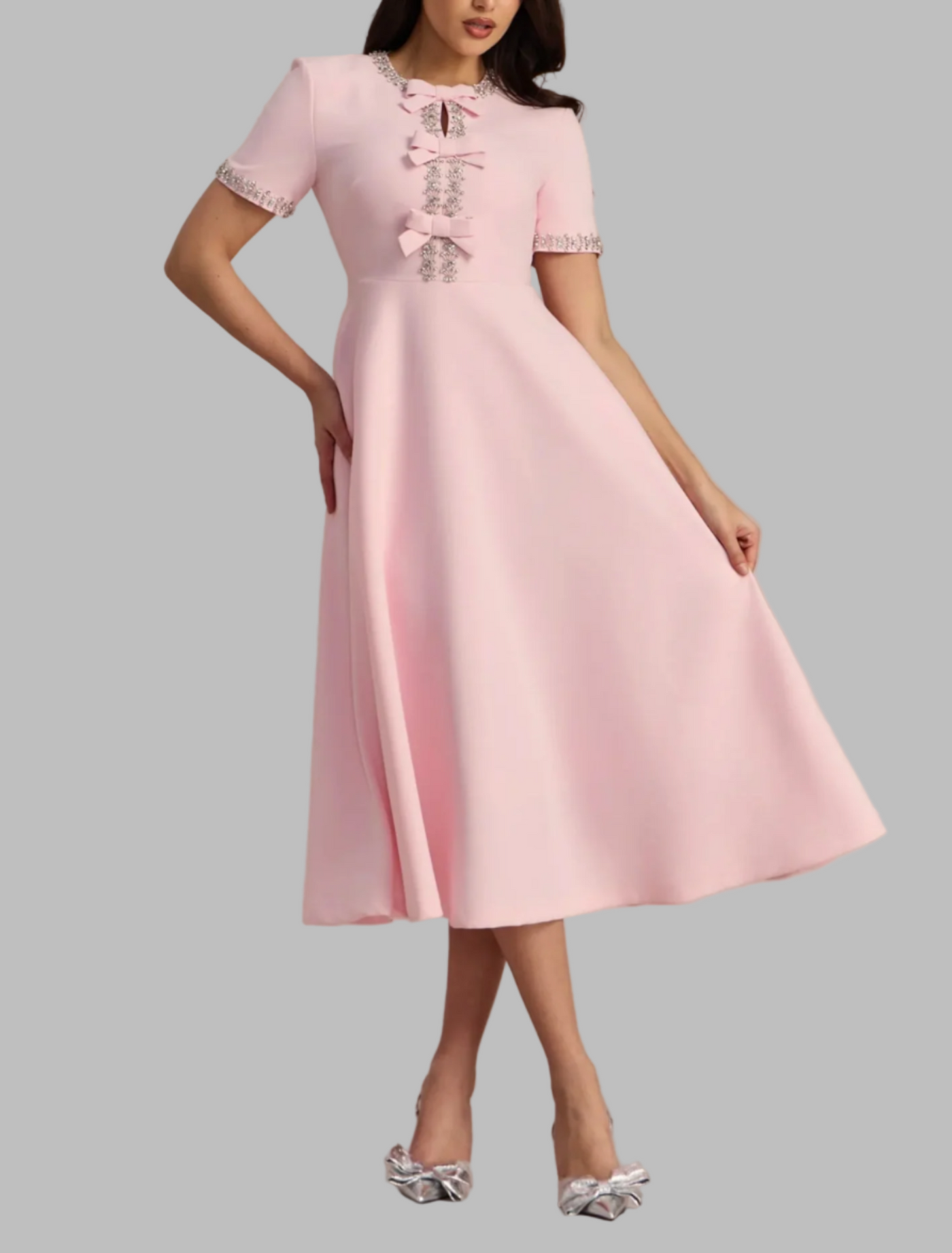 Raffaella | Flared Dress with Bows and Beads