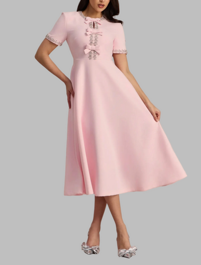 Raffaella | Flared Dress with Bows and Beads