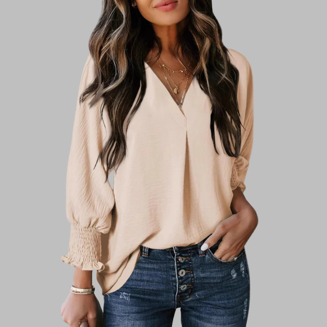 LEILA™ – Classic V-Neck Tunic Blouse