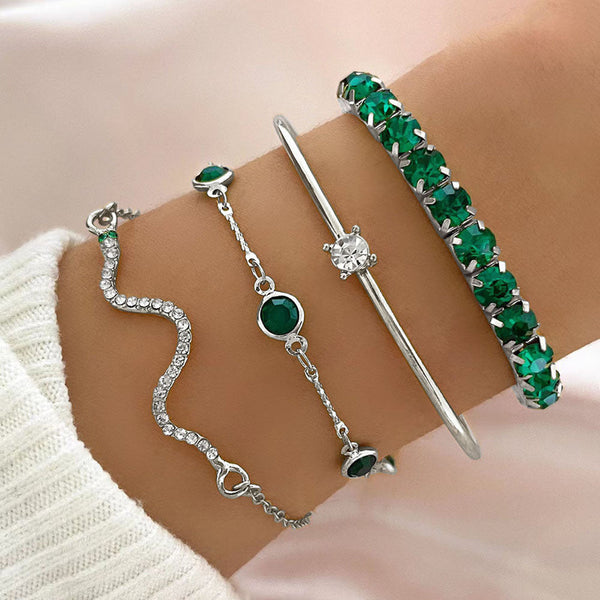 4pcs Emerald Rhinestone Stacking Bracelets La Belle Toronto