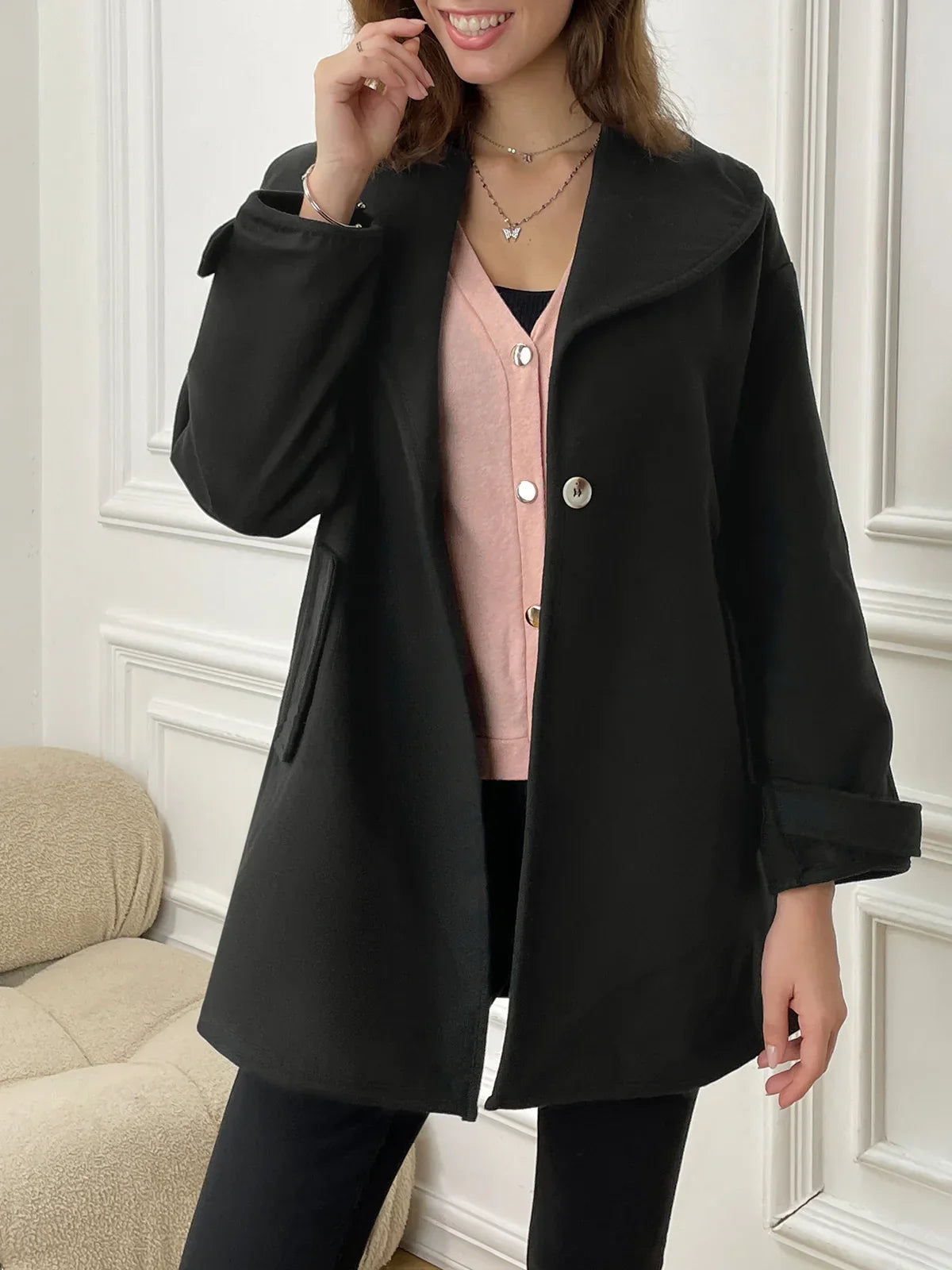 Synthia | Long Shawl Collar Coat