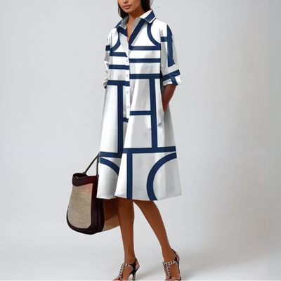 Selene | Midi Dress with Geometric Pattern