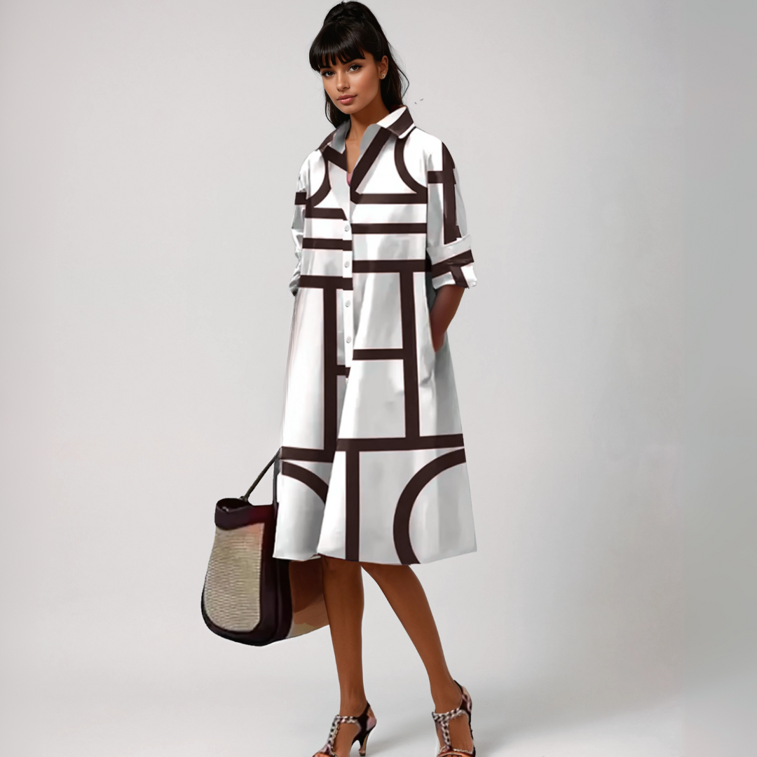 Selene | Midi Dress with Geometric Pattern