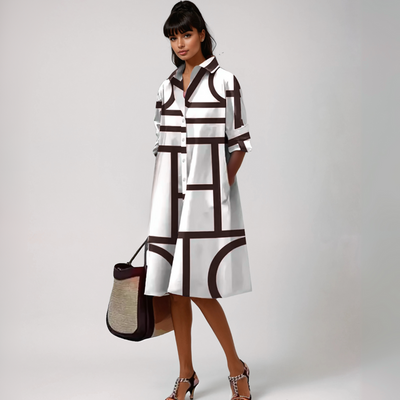 Selene | Midi Dress with Geometric Pattern