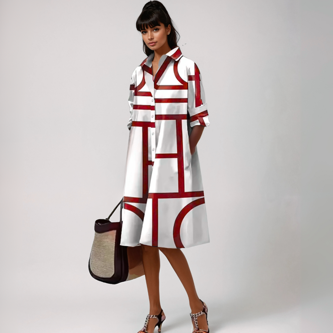 Selene | Midi Dress with Geometric Pattern