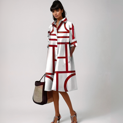 Selene | Midi Dress with Geometric Pattern