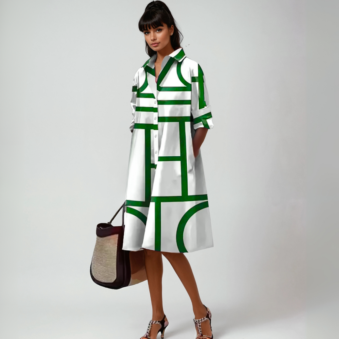 Selene | Midi Dress with Geometric Pattern