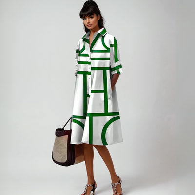 Selene | Midi Dress with Geometric Pattern