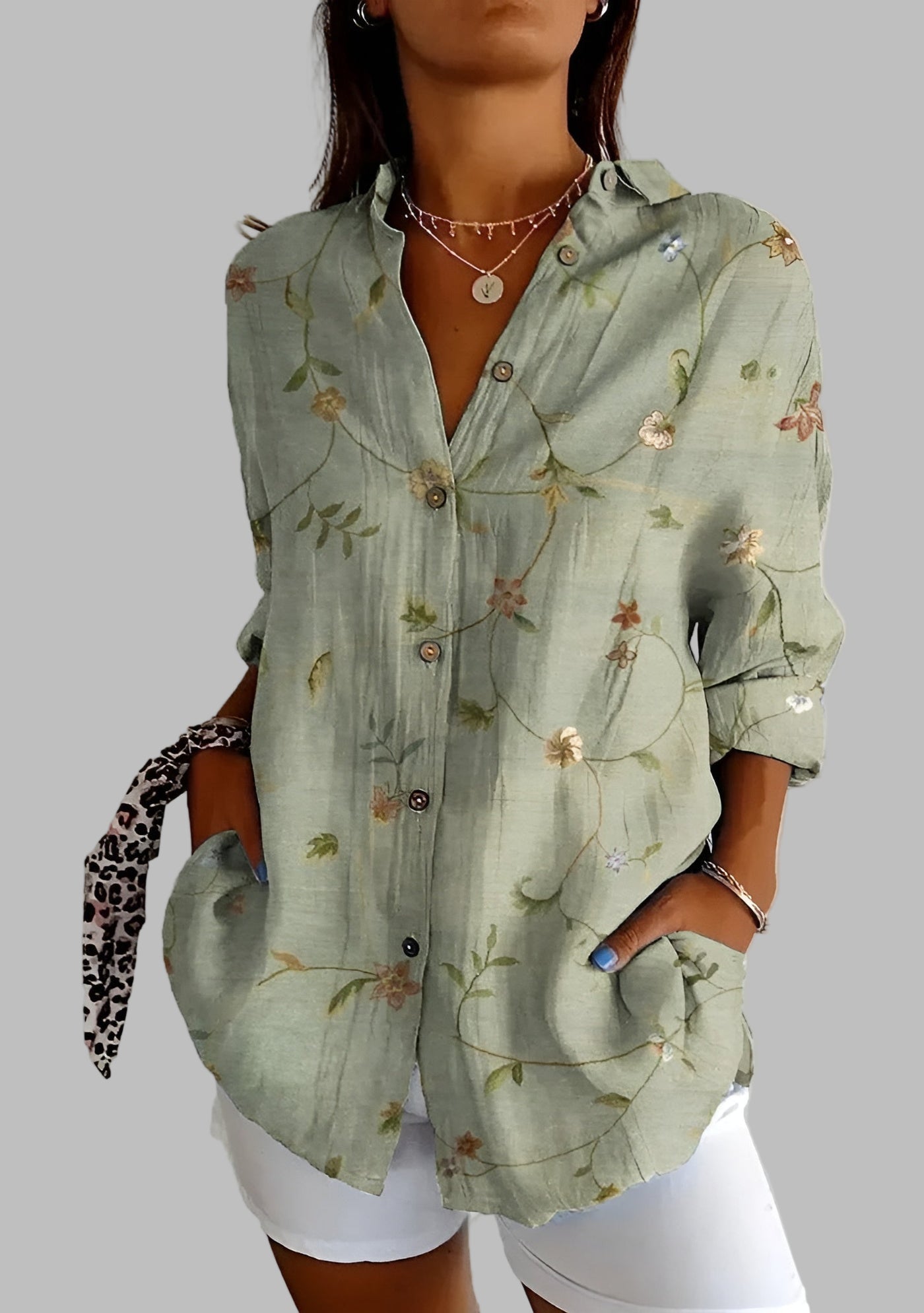 MELODIE™ – Elegant Floral Button Shirt